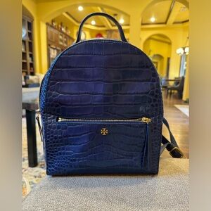 Tory Burch navy croc backpack